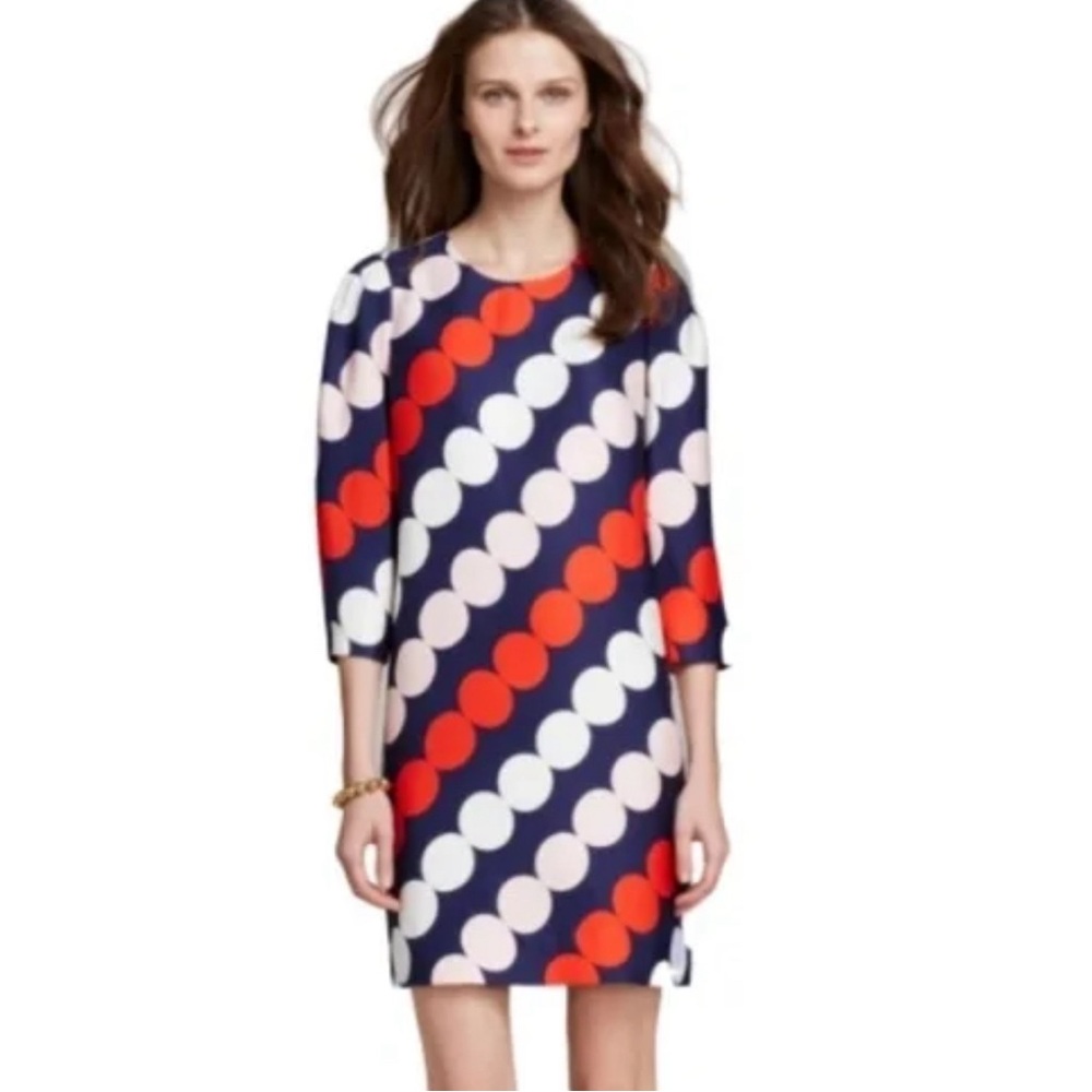 Kate Spade Red, Pink, White Polka Dot on Navy Shift Dress